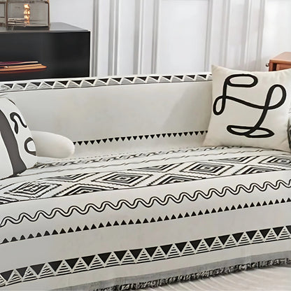 Elysia Sofaüberwurf - Baumwolle-Polyester Chenille, Geometrisches Boho-Muster 2