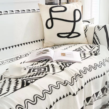 Elysia Sofaüberwurf - Baumwolle-Polyester Chenille, Geometrisches Boho-Muster 3