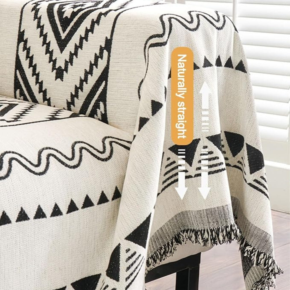Elysia Sofaüberwurf - Baumwolle-Polyester Chenille, Geometrisches Boho-Muster 7