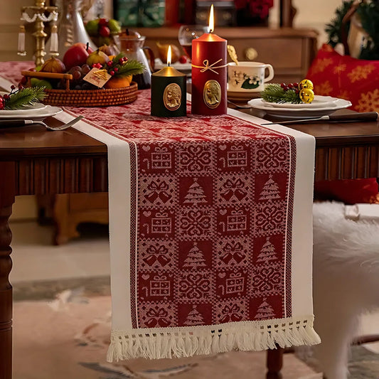Fidelio Weihnachtstischläufer - Mikrofaser mit Quasten, Festliches Elchdesign 1