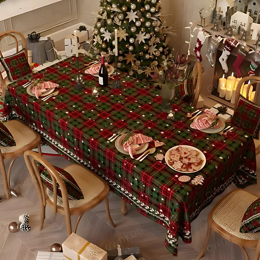 Fiora Tischdecke Weihnachten - Rotes Chenille, Festlich und Pflegeleicht 1