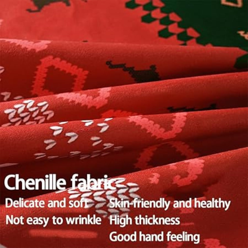 Fiora Tischdecke Weihnachten - Rotes Chenille, Festlich und Pflegeleicht 2