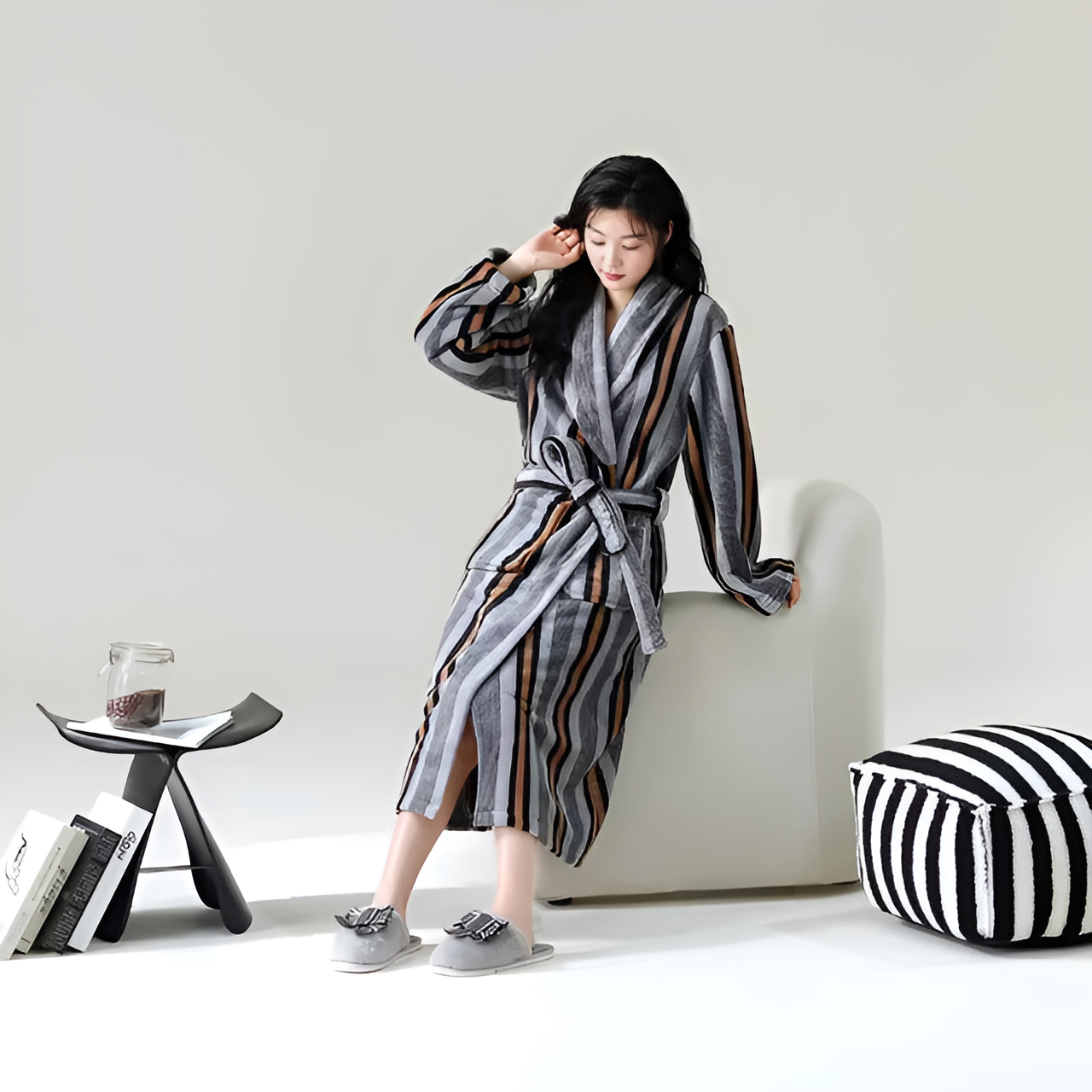 Fleece Haven Bademantel - Ultraweiches Fleece mit Eleganten Sherpa-Akzenten 1