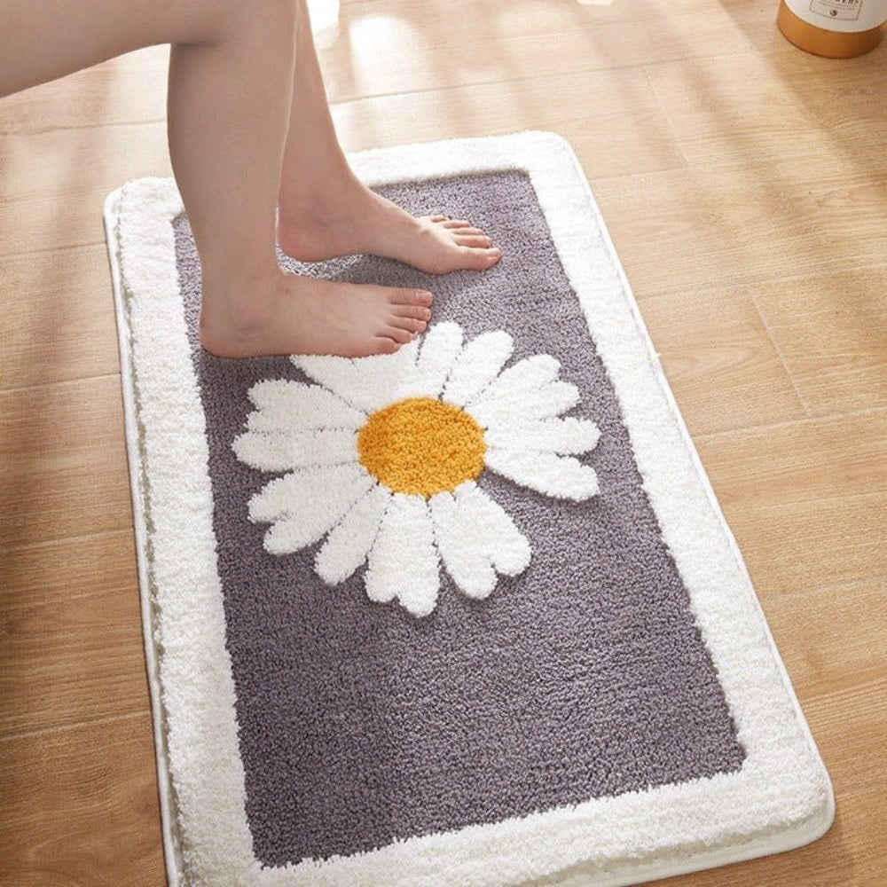 Fleur Badematte - Mikrofaser, Rutschfest mit Gänseblümchen-Design 3