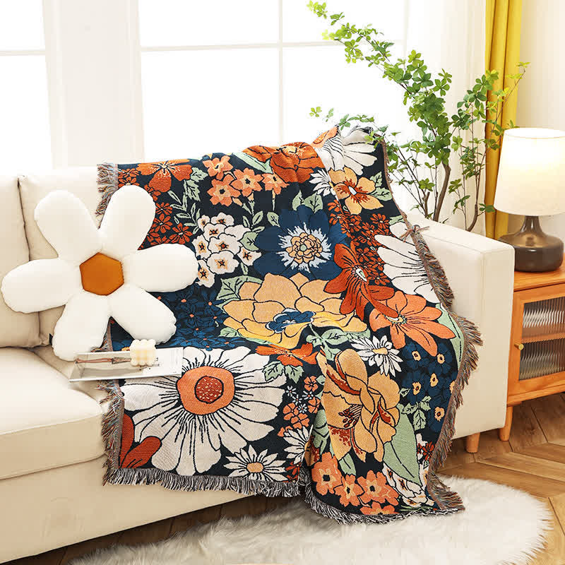 Flora Sofabezug - Baumwolle mit Blumendesign und Quasten, Maschinenwaschbar 1