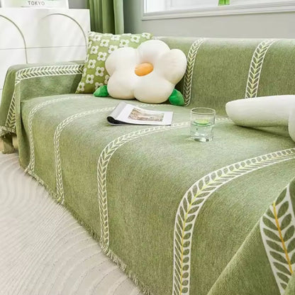Flora Sofabezug - Chenille, Blattmuster für Sofa, Couchbezug 10