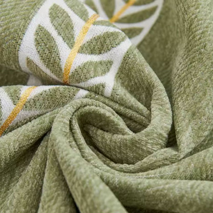 Flora Sofabezug - Chenille, Blattmuster für Sofa, Couchbezug 3