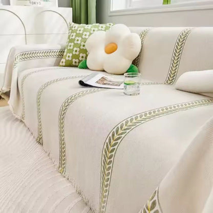 Flora Sofabezug - Chenille, Blattmuster für Sofa, Couchbezug 9