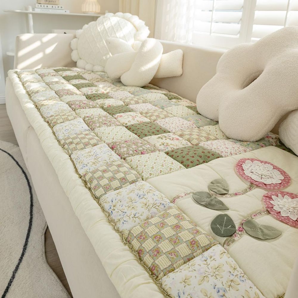 Flora Sofaüberwurf - Atmungsaktive Mikrofasermischung, Patchwork-Stil 0