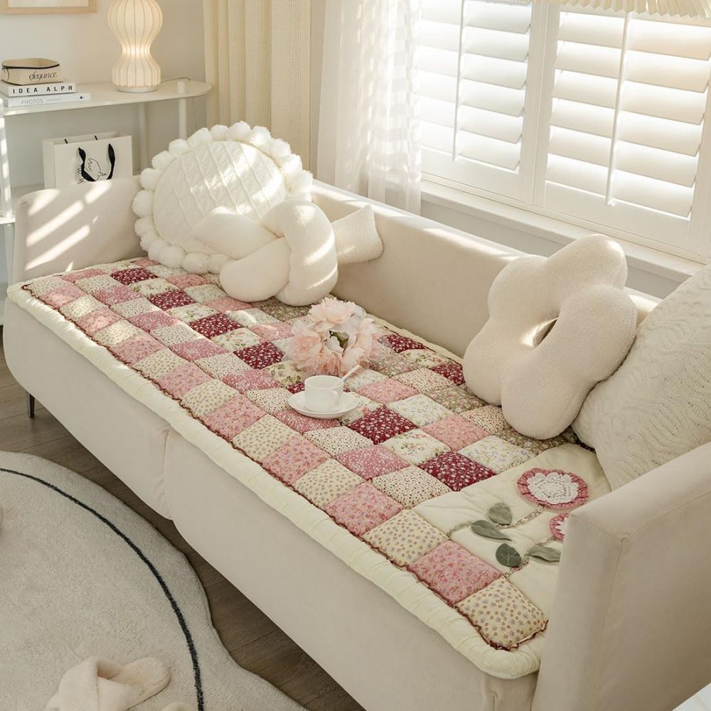 Flora Sofaüberwurf - Atmungsaktive Mikrofasermischung, Patchwork-Stil 1
