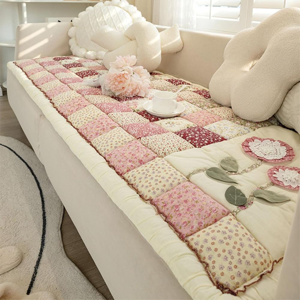 Flora Sofaüberwurf - Atmungsaktive Mikrofasermischung, Patchwork-Stil 9