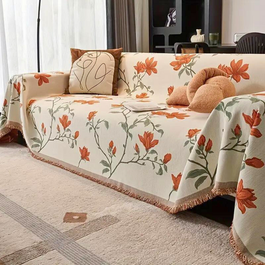 Florina Sofabezug - Vintage Chenille mit Blumenmuster, Maschinenwaschbar 0