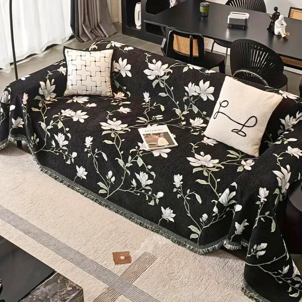 Florina Sofabezug - Vintage Chenille mit Blumenmuster, Maschinenwaschbar 1