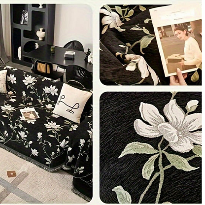 Florina Sofabezug - Vintage Chenille mit Blumenmuster, Maschinenwaschbar 2