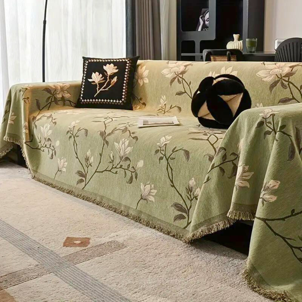 Florina Sofabezug - Vintage Chenille mit Blumenmuster, Maschinenwaschbar 3