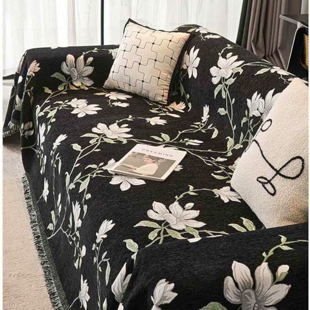 Florina Sofabezug - Vintage Chenille mit Blumenmuster, Maschinenwaschbar 4