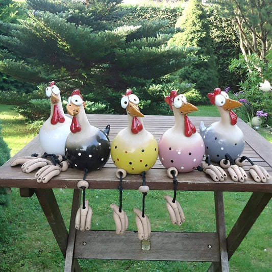 Funky Hühnerfigur - Wetterbeständiges Kunstharz, Charmante Gartendeko 1