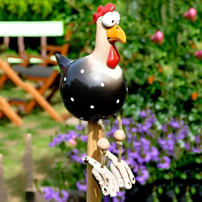 Funky Hühnerfigur - Wetterbeständiges Kunstharz, Charmante Gartendeko 4