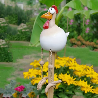 Funky Hühnerfigur - Wetterbeständiges Kunstharz, Charmante Gartendeko 6