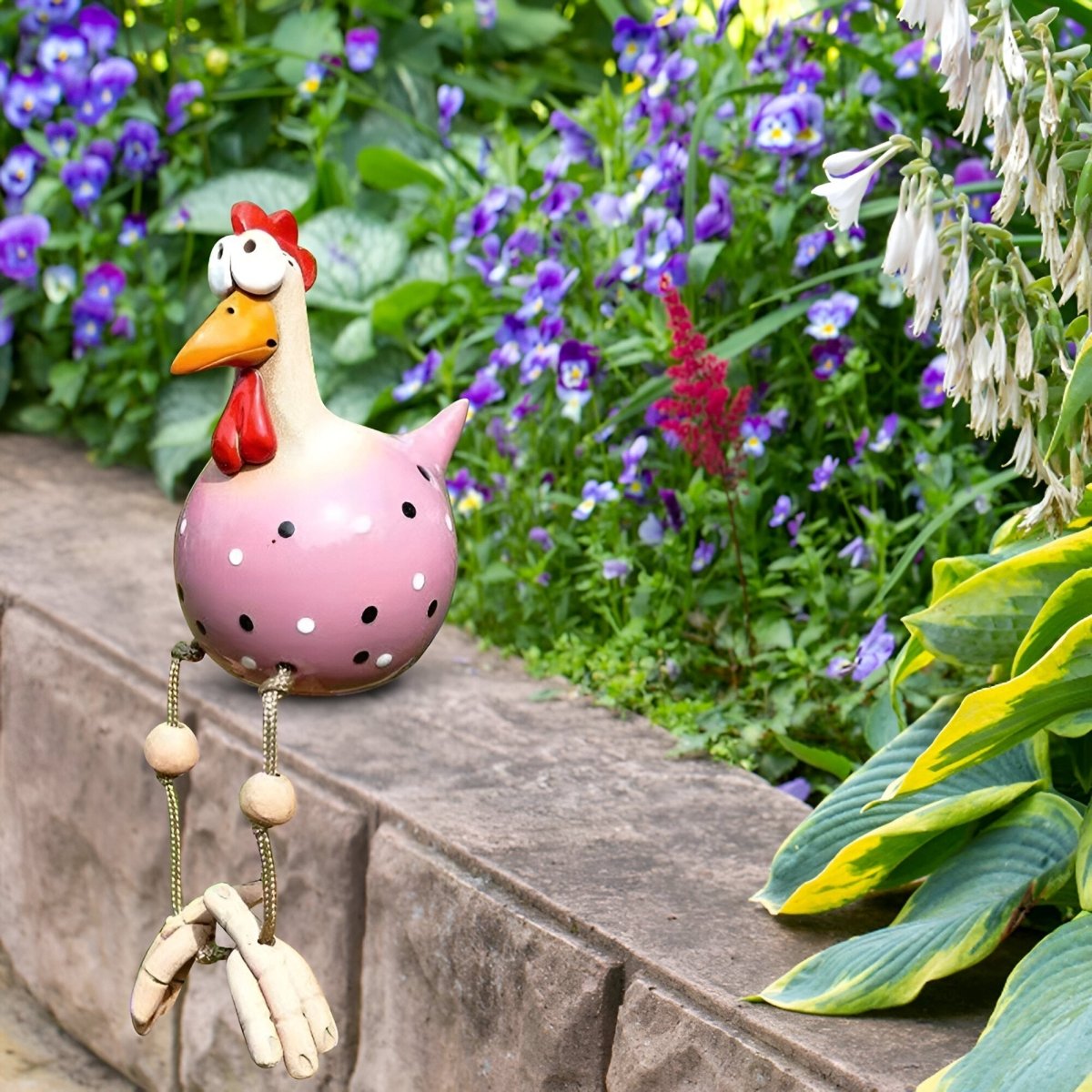 Funky Hühnerfigur - Wetterbeständiges Kunstharz, Charmante Gartendeko 7
