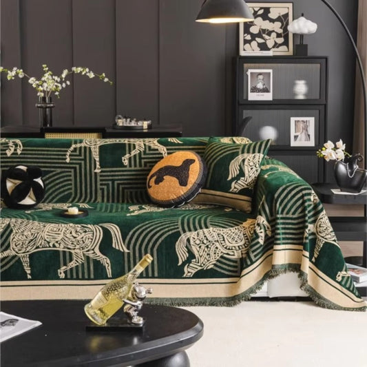 Gallora Sofaüberwurf - Chenille mit Pferdemuster, Vielseitig 0