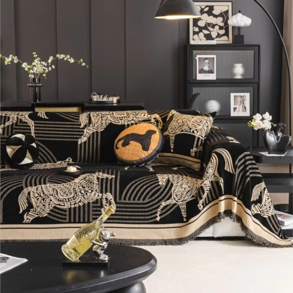 Gallora Sofaüberwurf - Chenille mit Pferdemuster, Vielseitig 2