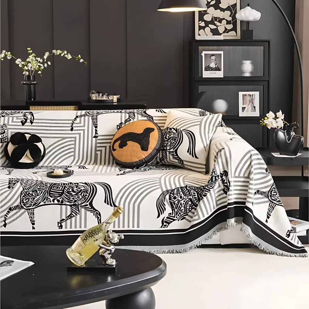 Gallora Sofaüberwurf - Chenille mit Pferdemuster, Vielseitig 3