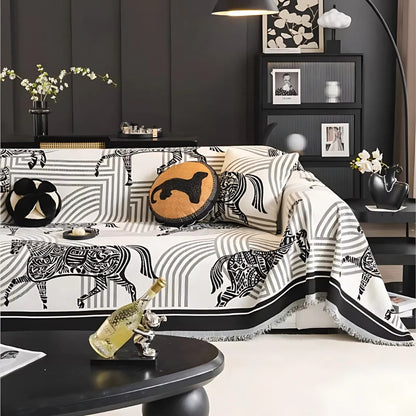 Gallora Sofaüberwurf - Chenille mit Pferdemuster, Vielseitig 3