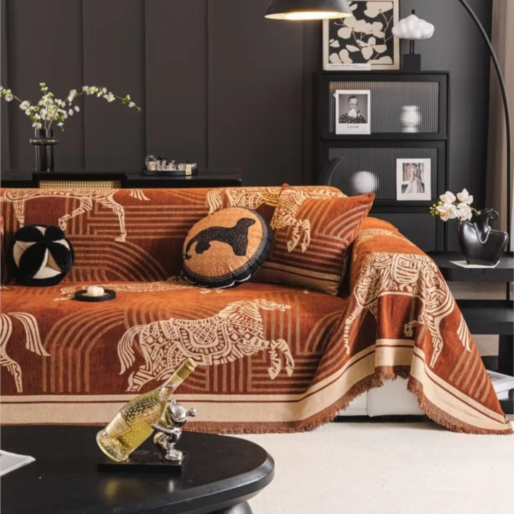 Gallora Sofaüberwurf - Chenille mit Pferdemuster, Vielseitig 4