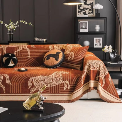Gallora Sofaüberwurf - Chenille mit Pferdemuster, Vielseitig 4