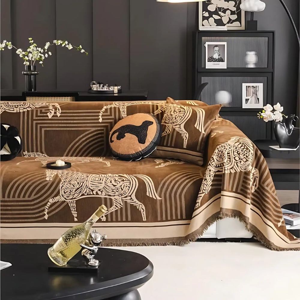 Gallora Sofaüberwurf - Chenille mit Pferdemuster, Vielseitig 5