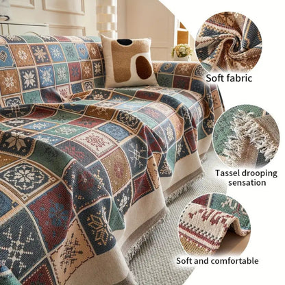 Genfer Sofabezug - Wendbarer Chenille, Maschinenwaschbar, Boho-Stil 2