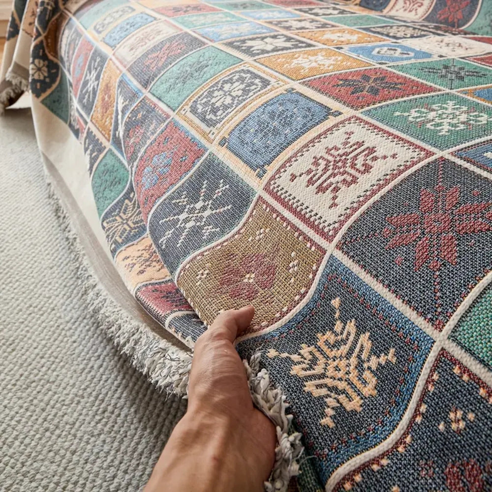 Genfer Sofabezug - Wendbarer Chenille, Maschinenwaschbar, Boho-Stil 3
