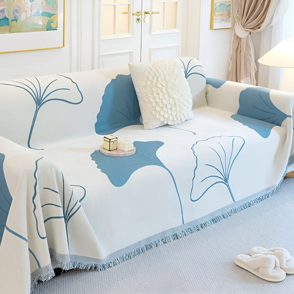 Ginko Sofaüberzug Ecksofa - Premium Chenille, Elegantes Ginkgoblatt-Muster 4