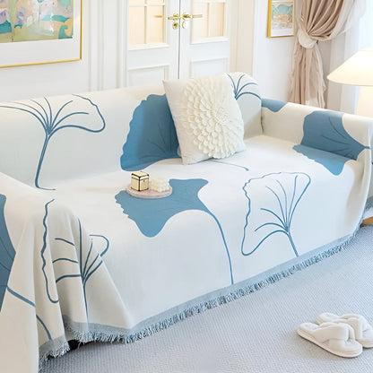 Ginko Sofaüberzug Ecksofa - Premium Chenille, Elegantes Ginkgoblatt-Muster 4