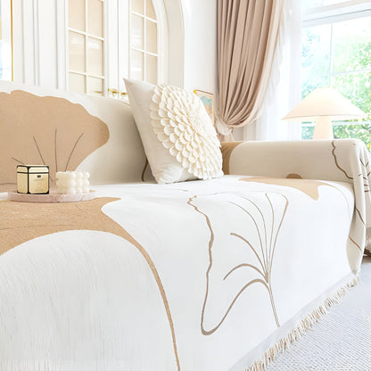 Ginko Sofaüberzug Ecksofa - Premium Chenille, Elegantes Ginkgoblatt-Muster 6