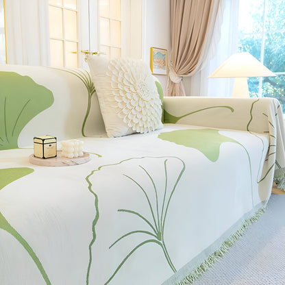 Ginko Sofaüberzug Ecksofa - Premium Chenille, Elegantes Ginkgoblatt-Muster 8