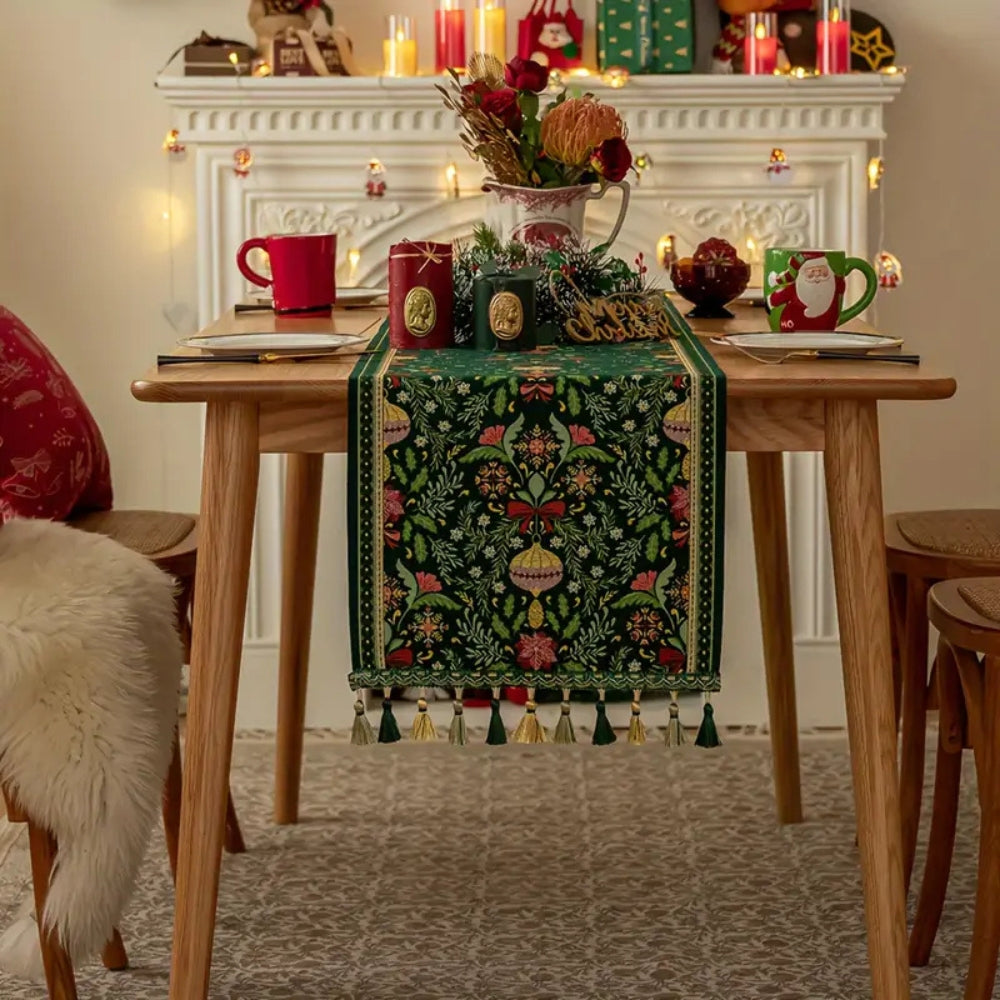 Gleam Tischläufer Weihnachten - Polyester, Festlich mit Quasten 3