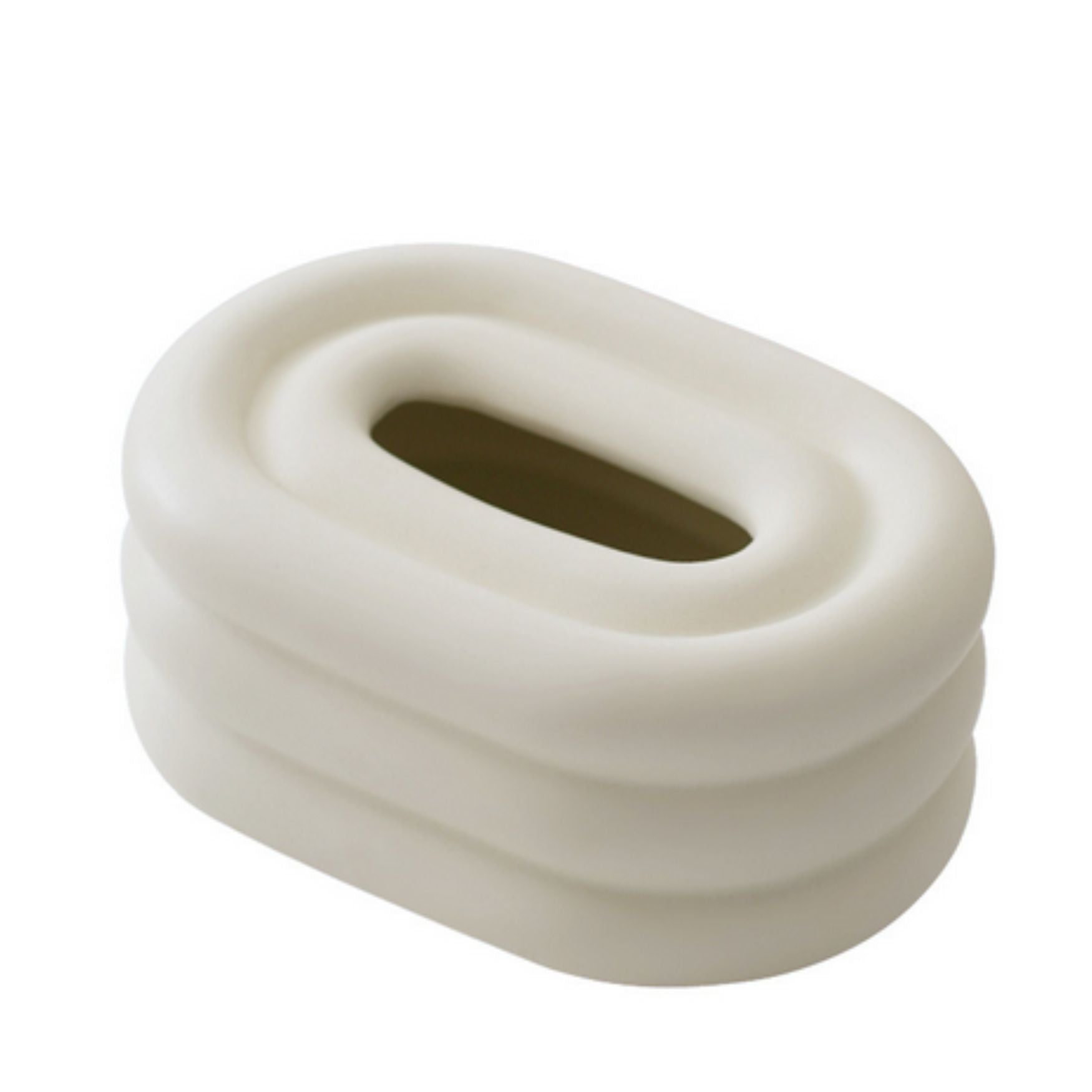 Gloria Tissue Holder - Lustre-Keramik, Cremefarbenes Windring-Design 0