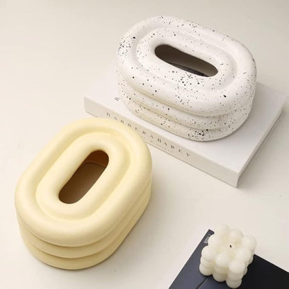 Gloria Tissue Holder - Lustre-Keramik, Cremefarbenes Windring-Design 3