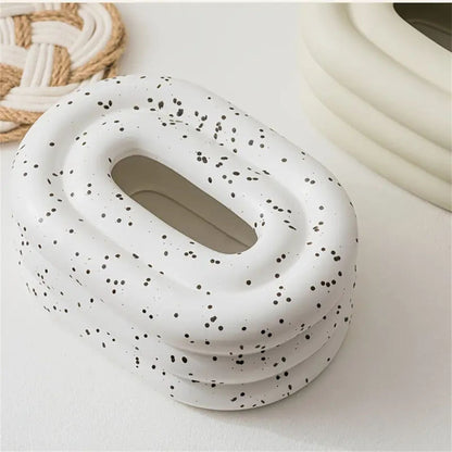 Gloria Tissue Holder - Lustre-Keramik, Cremefarbenes Windring-Design 4