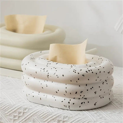 Gloria Tissue Holder - Lustre-Keramik, Cremefarbenes Windring-Design 6