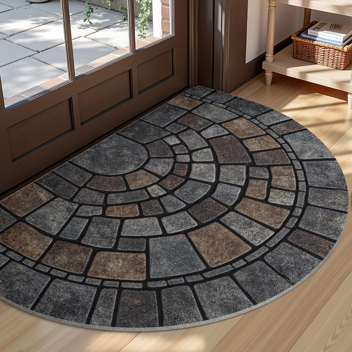 Halbmond Mosaik Fußmatte - Rutschfest, Polyester für Innen und Außen 2