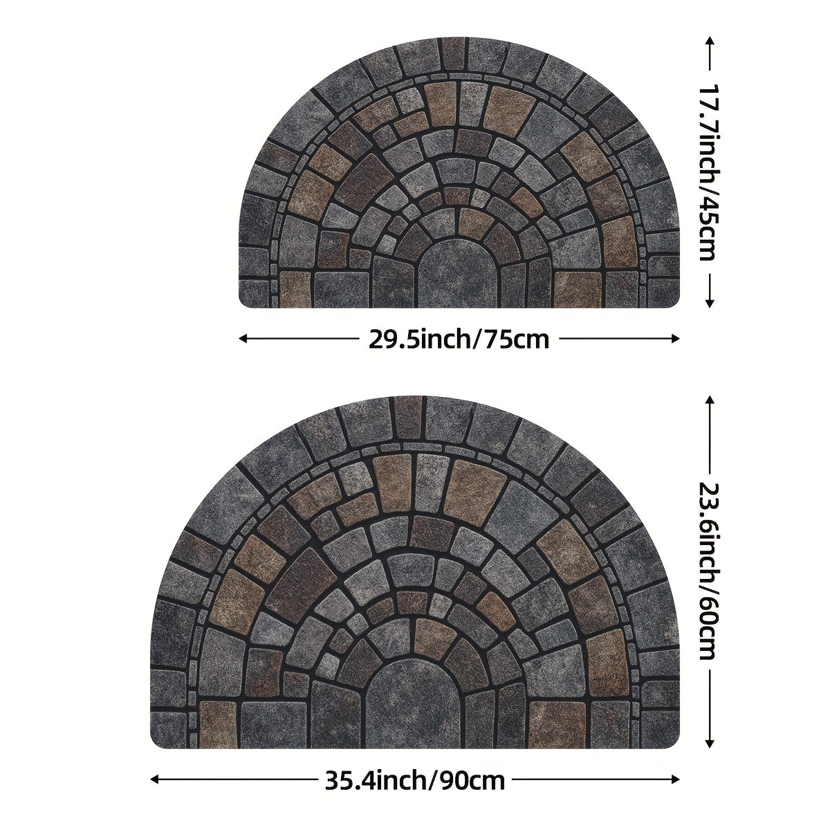 Halbmond Mosaik Fußmatte - Rutschfest, Polyester für Innen und Außen 4
