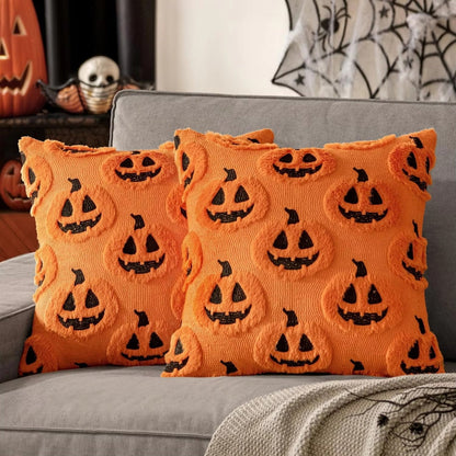 Halloway Kissenbezug 40x40 - Kunstfleece, Weiches Kürbismotiv 0