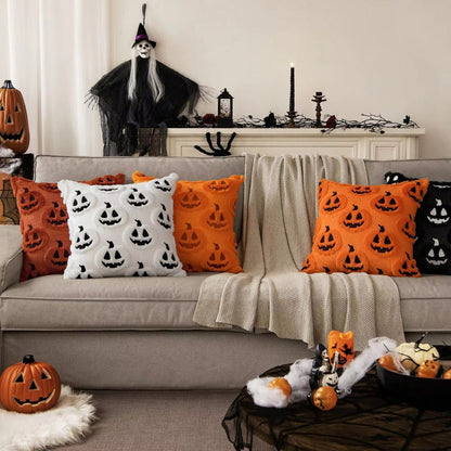 Halloway Kissenbezug 40x40 - Kunstfleece, Weiches Kürbismotiv 1