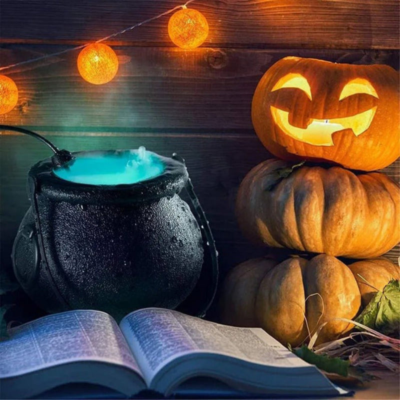 Halloweena Kessel Lampe - LED Zerstäuber mit Nebeleffekt, Schwarz 1