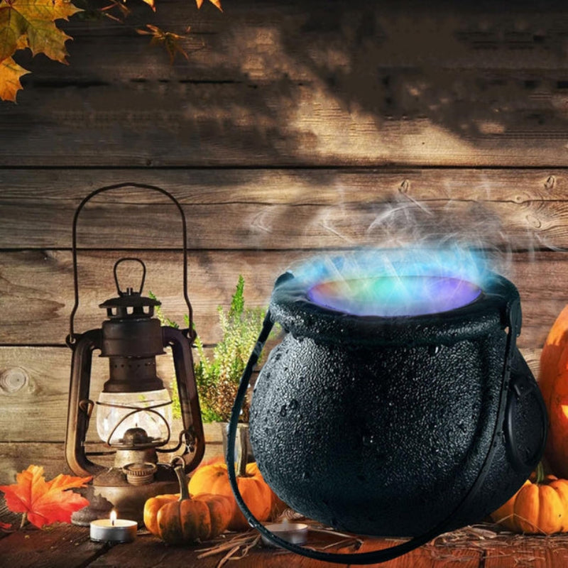 Halloweena Kessel Lampe - LED Zerstäuber mit Nebeleffekt, Schwarz 2
