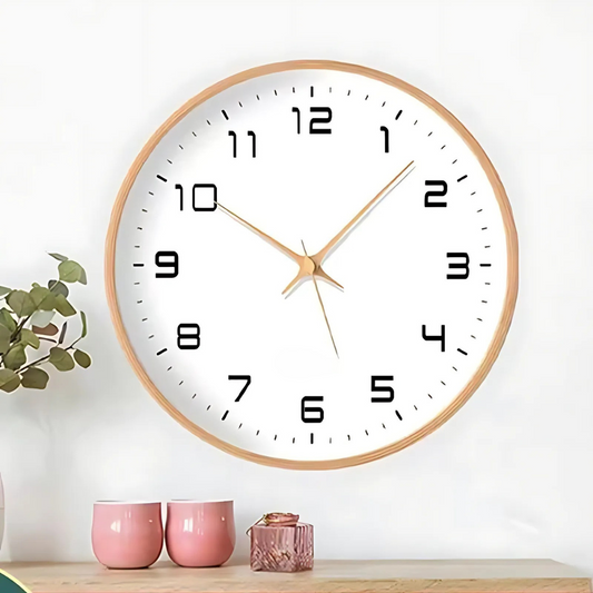 Hedra Wanduhr Modern - Holz, Geräuschloses Quarz, Ø25/Ø30 cm 1