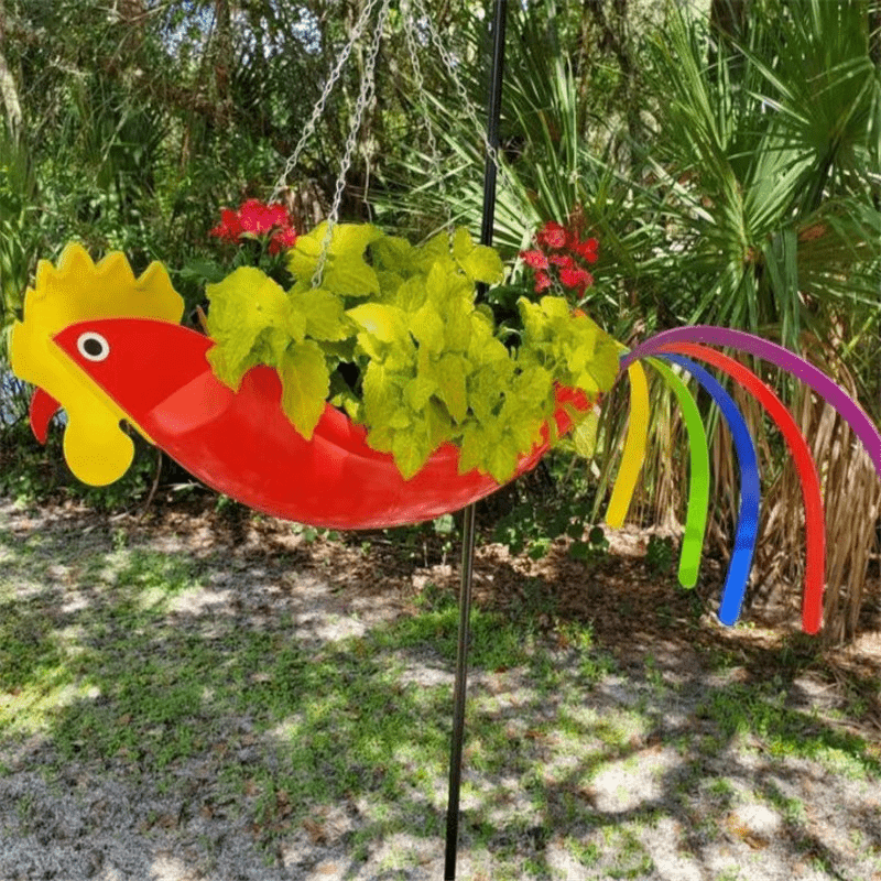 Hühnchen Garten Übertopf - Wetterfest, Bunt 3
